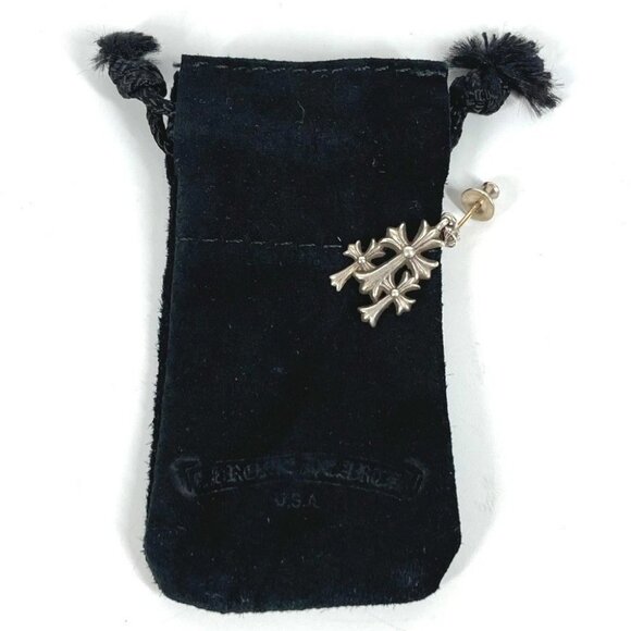 CHROME HEARTS 3 CH CROSS DROP Triple CH Cross Pierce SV925 / K14 Silver - Picture 7 of 7